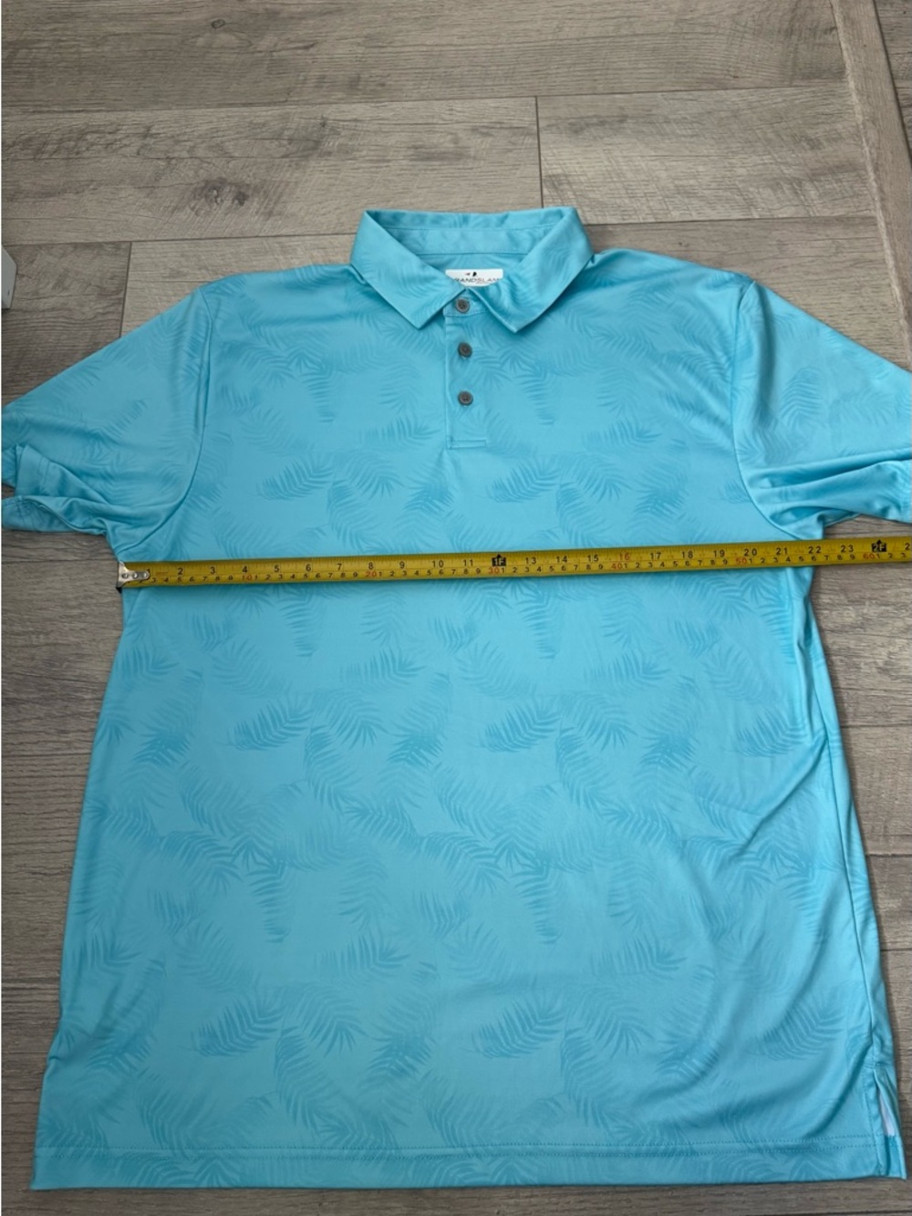 Grand Slam Men's Aqua Palm-Print Golf Polo Preppy Large - Picture 6 of 8